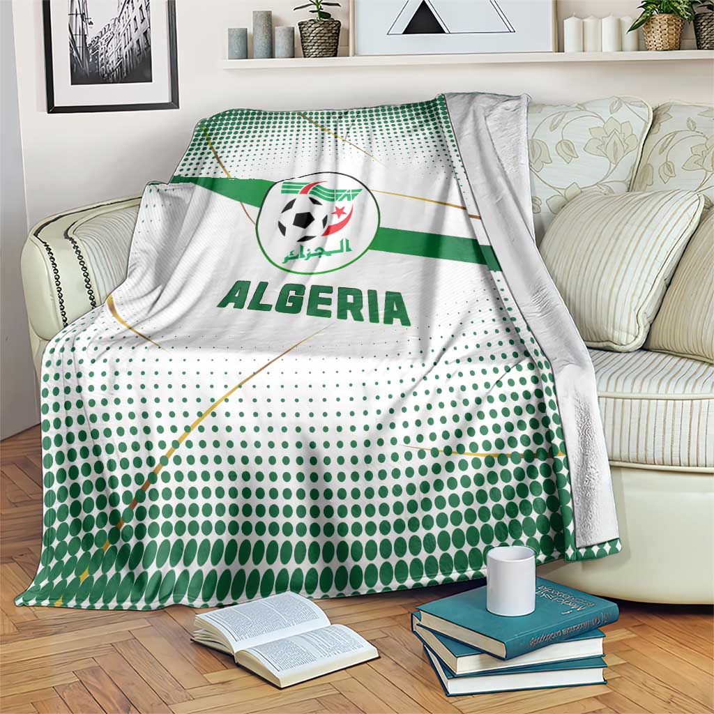 Algeria Soccer Blanket with Desert Warriors Text and National Flag Design