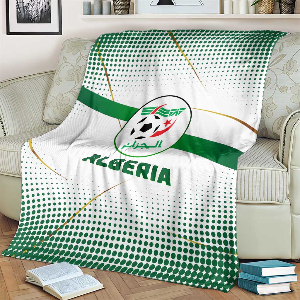 Algeria Soccer Blanket with Desert Warriors Text and National Flag Design