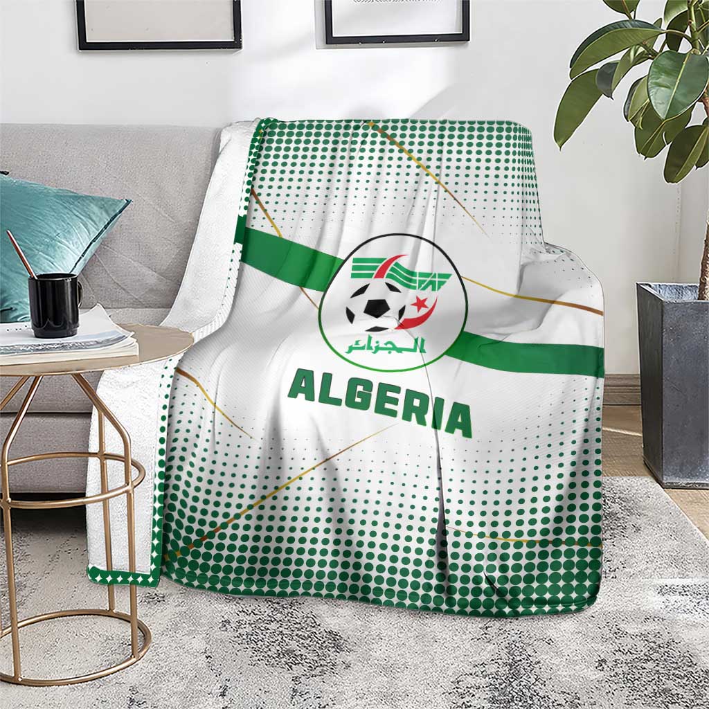 Algeria Soccer Blanket with Desert Warriors Text and National Flag Design