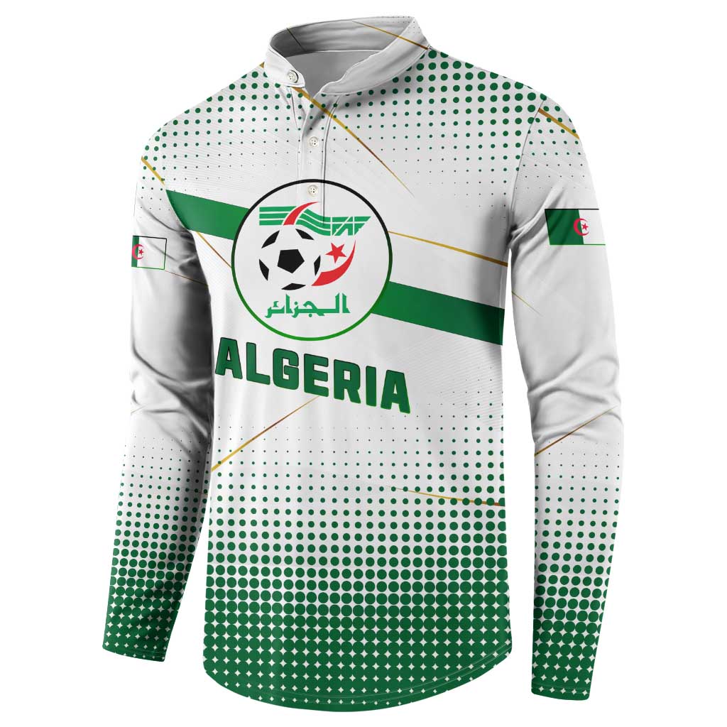 Algeria Soccer Button Sweatshirt with Desert Warriors Text and National Flag Design