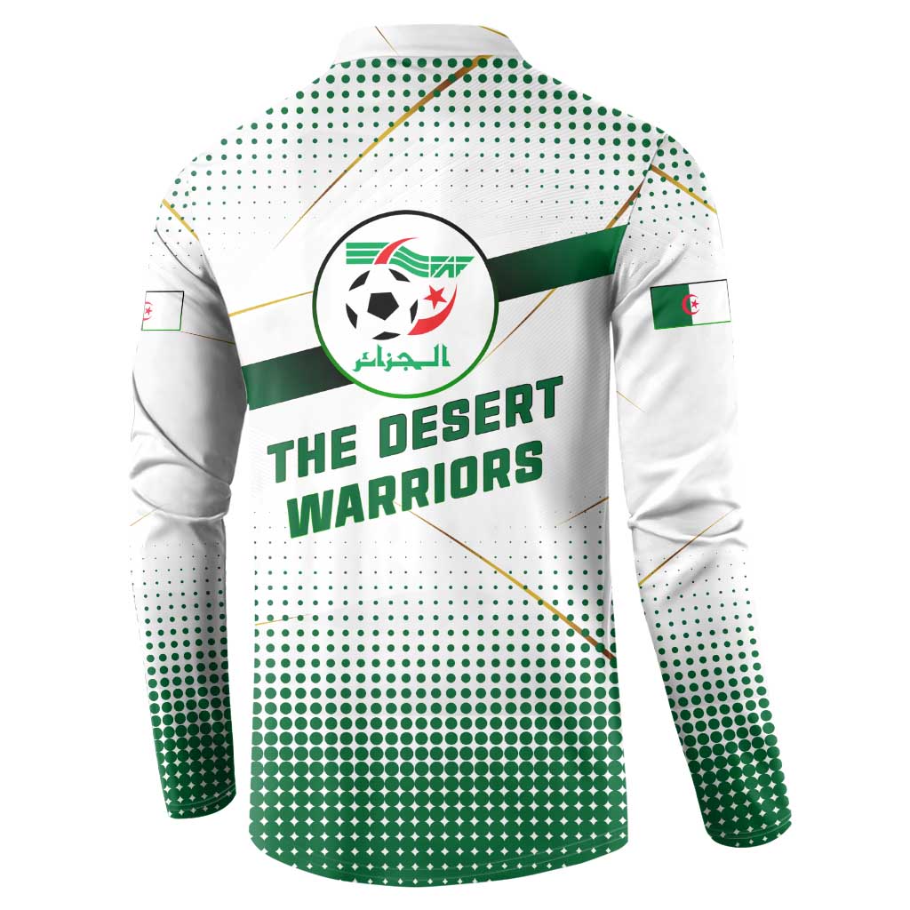 Algeria Soccer Button Sweatshirt with Desert Warriors Text and National Flag Design