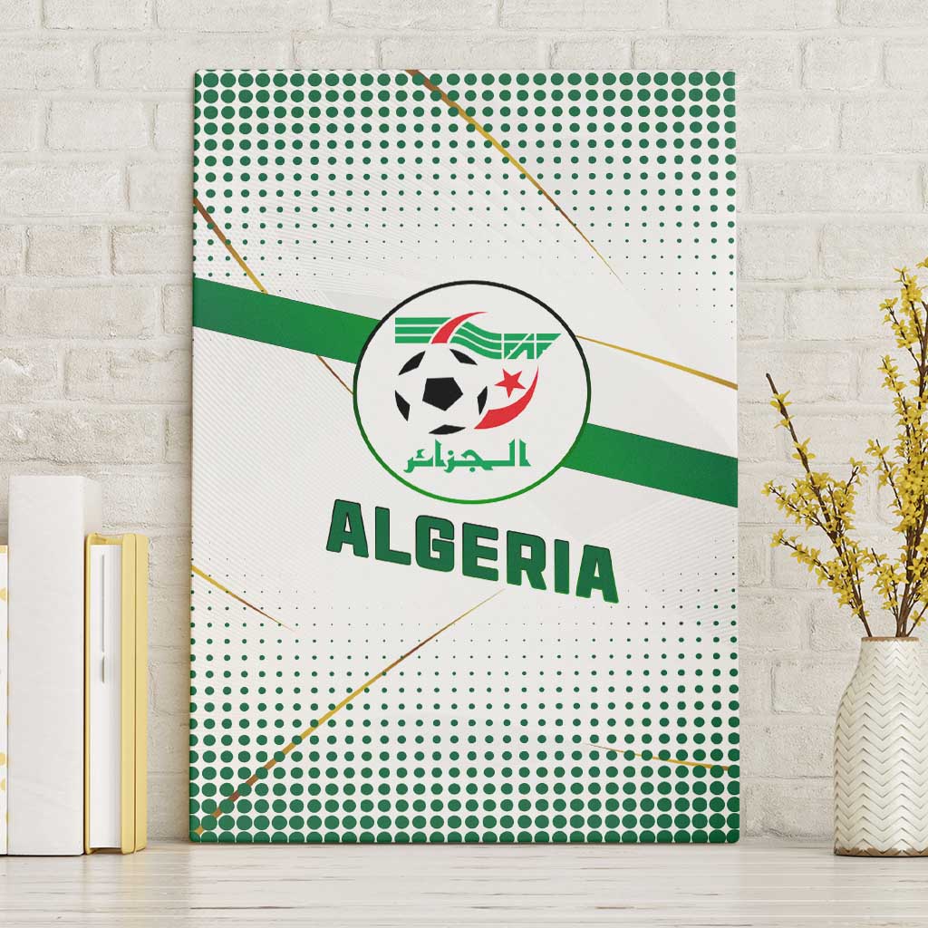 Algeria Soccer Canvas Wall Art with Desert Warriors Text and National Flag Design
