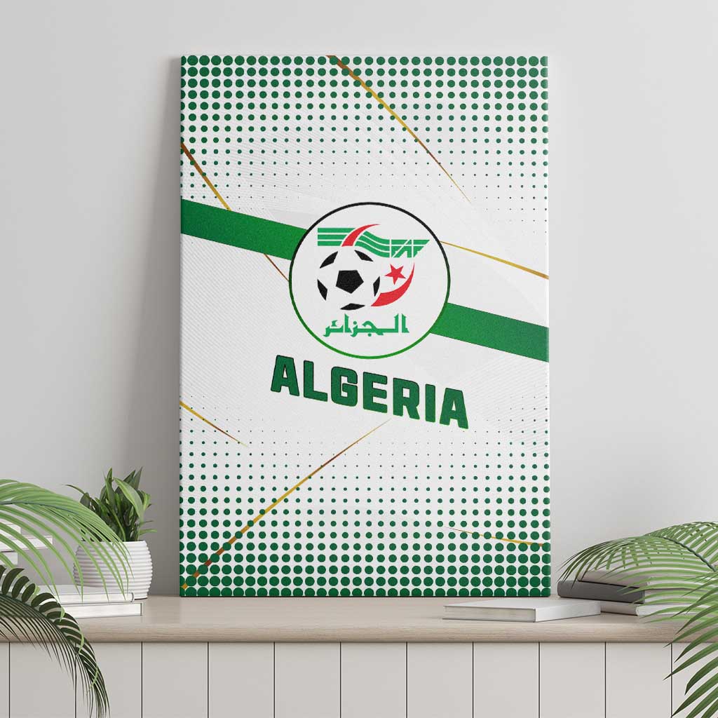 Algeria Soccer Canvas Wall Art with Desert Warriors Text and National Flag Design