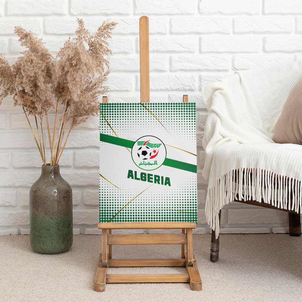 Algeria Soccer Canvas Wall Art with Desert Warriors Text and National Flag Design