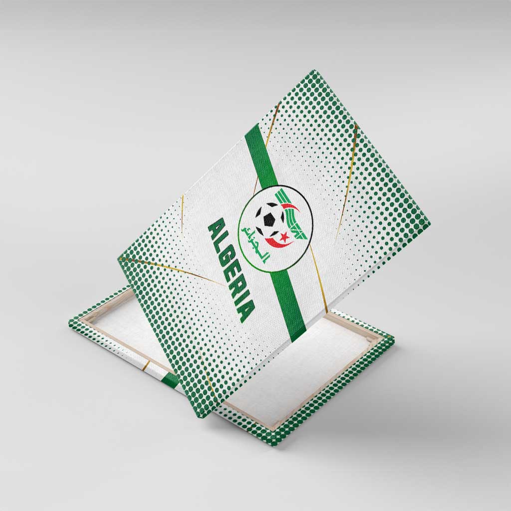 Algeria Soccer Canvas Wall Art with Desert Warriors Text and National Flag Design