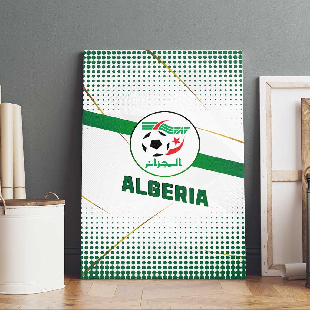 Algeria Soccer Canvas Wall Art with Desert Warriors Text and National Flag Design