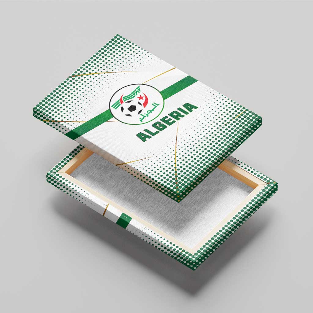 Algeria Soccer Canvas Wall Art with Desert Warriors Text and National Flag Design