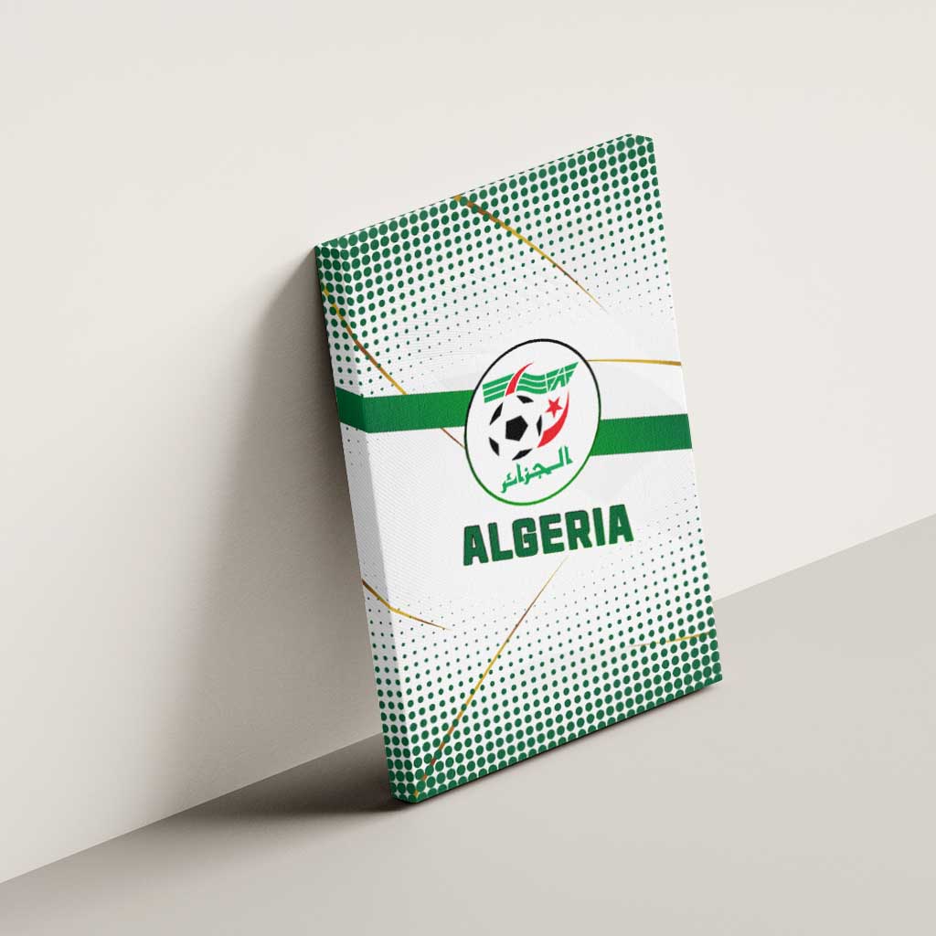 Algeria Soccer Canvas Wall Art with Desert Warriors Text and National Flag Design