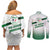 Algeria Soccer Couples Matching Off Shoulder Short Dress and Long Sleeve Button Shirt with Desert Warriors Text and National Flag Design