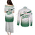 Algeria Soccer Couples Matching Puletasi and Long Sleeve Button Shirt with Desert Warriors Text and National Flag Design