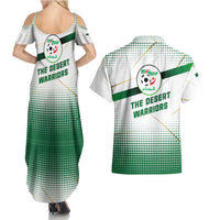 Algeria Soccer Couples Matching Summer Maxi Dress and Hawaiian Shirt with Desert Warriors Text and National Flag Design
