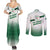 Algeria Soccer Couples Matching Summer Maxi Dress and Long Sleeve Button Shirt with Desert Warriors Text and National Flag Design