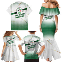 Algeria Soccer Family Matching Mermaid Dress and Hawaiian Shirt with Desert Warriors Text and National Flag Design