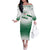 Algeria Soccer Family Matching Off The Shoulder Long Sleeve Dress and Hawaiian Shirt with Desert Warriors Text and National Flag Design