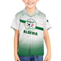 Algeria Soccer Family Matching Off The Shoulder Long Sleeve Dress and Hawaiian Shirt with Desert Warriors Text and National Flag Design