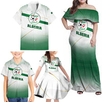 Algeria Soccer Family Matching Off Shoulder Maxi Dress and Hawaiian Shirt with Desert Warriors Text and National Flag Design