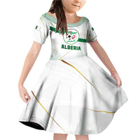 Algeria Soccer Family Matching Off Shoulder Short Dress and Hawaiian Shirt with Desert Warriors Text and National Flag Design