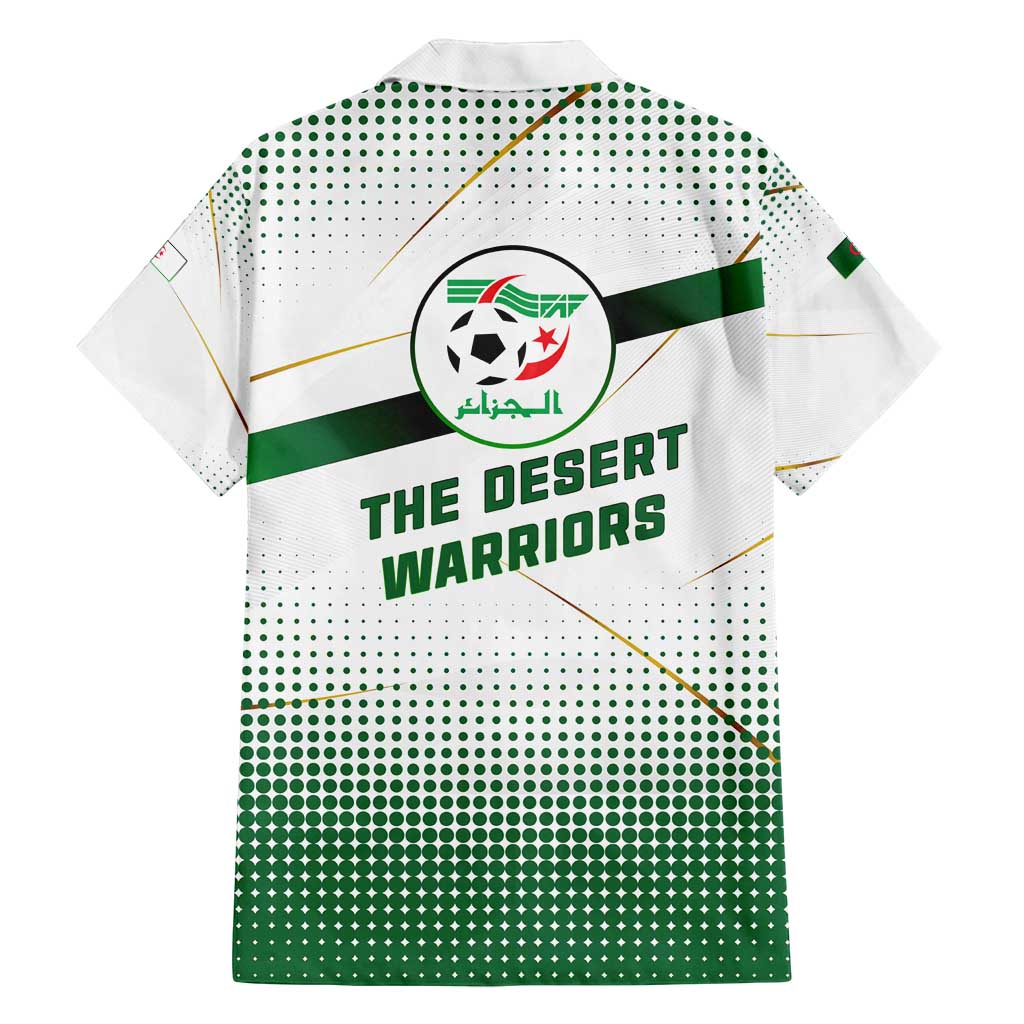 Algeria Soccer Family Matching Off Shoulder Short Dress and Hawaiian Shirt with Desert Warriors Text and National Flag Design