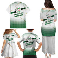 Algeria Soccer Family Matching Puletasi and Hawaiian Shirt with Desert Warriors Text and National Flag Design