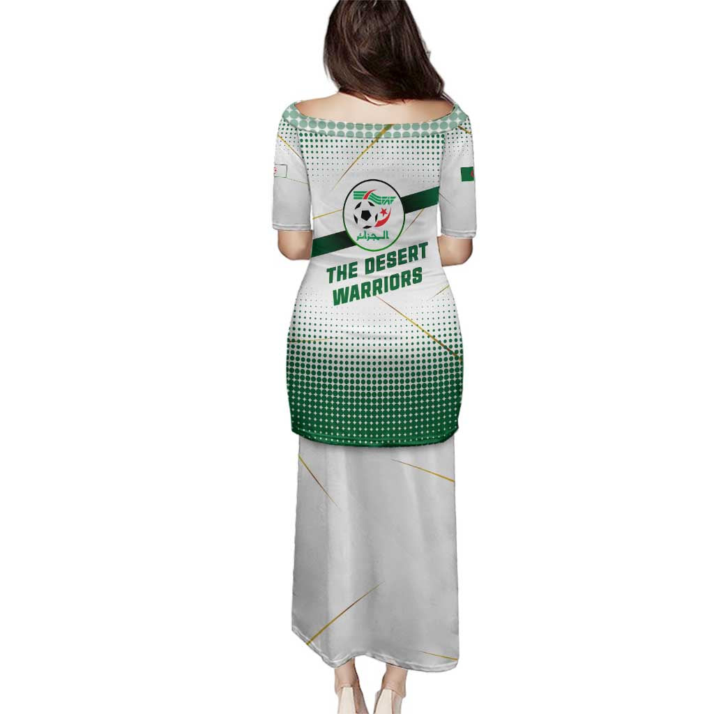 Algeria Soccer Family Matching Puletasi and Hawaiian Shirt with Desert Warriors Text and National Flag Design