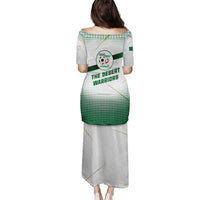 Algeria Soccer Family Matching Puletasi and Hawaiian Shirt with Desert Warriors Text and National Flag Design