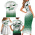 Algeria Soccer Family Matching Short Sleeve Bodycon Dress and Hawaiian Shirt with Desert Warriors Text and National Flag Design