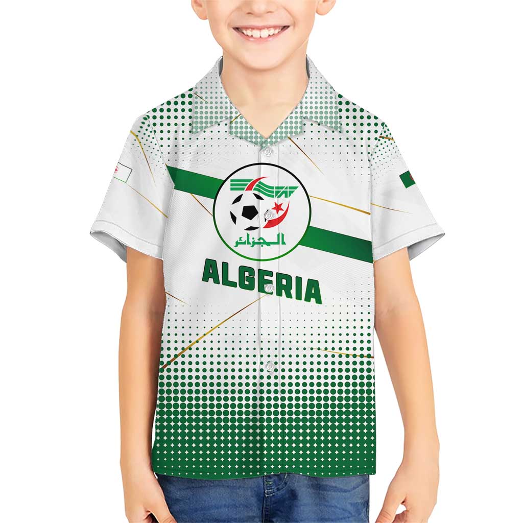 Algeria Soccer Family Matching Short Sleeve Bodycon Dress and Hawaiian Shirt with Desert Warriors Text and National Flag Design