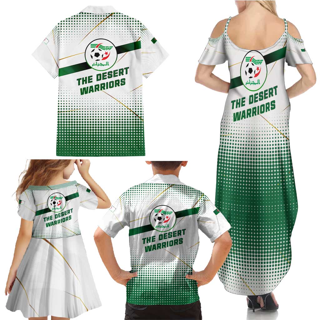 Algeria Soccer Family Matching Summer Maxi Dress and Hawaiian Shirt with Desert Warriors Text and National Flag Design