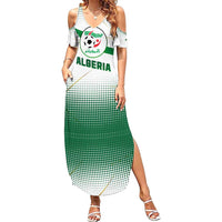 Algeria Soccer Family Matching Summer Maxi Dress and Hawaiian Shirt with Desert Warriors Text and National Flag Design