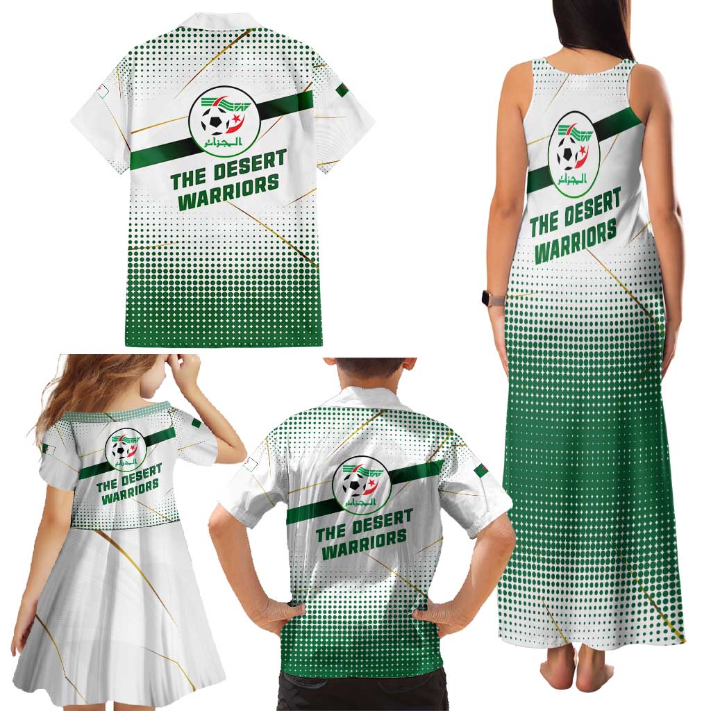 Algeria Soccer Family Matching Tank Maxi Dress and Hawaiian Shirt with Desert Warriors Text and National Flag Design