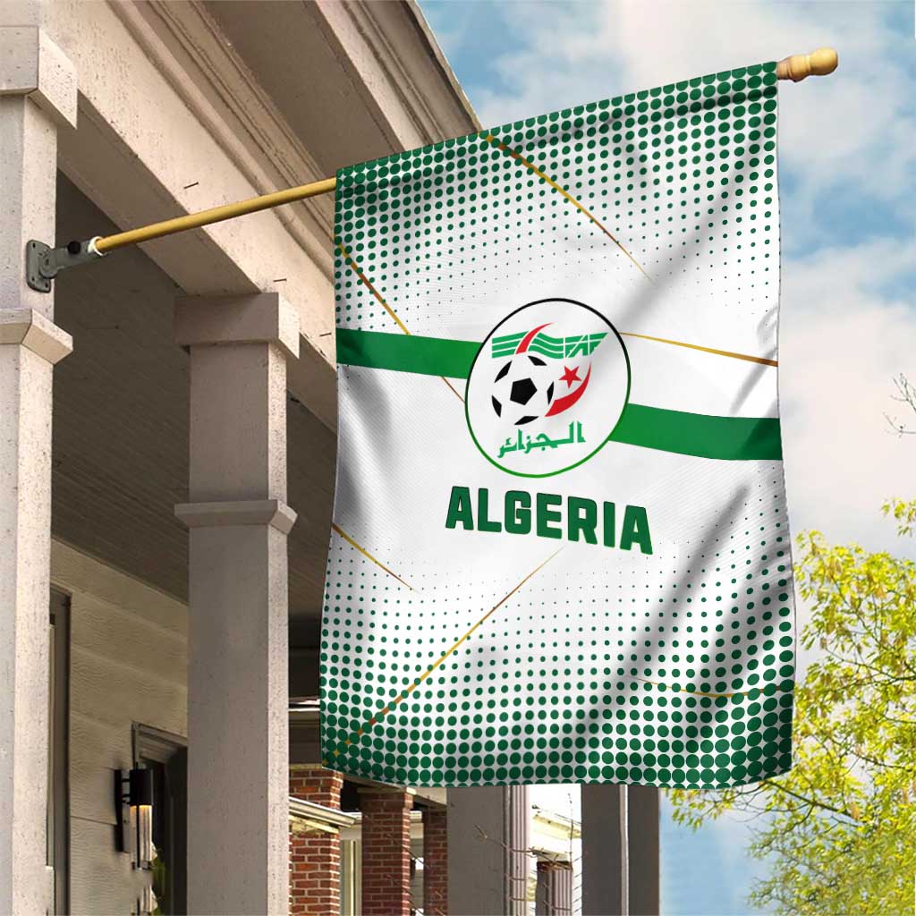 Algeria Soccer Garden Flag with Desert Warriors Text and National Flag Design