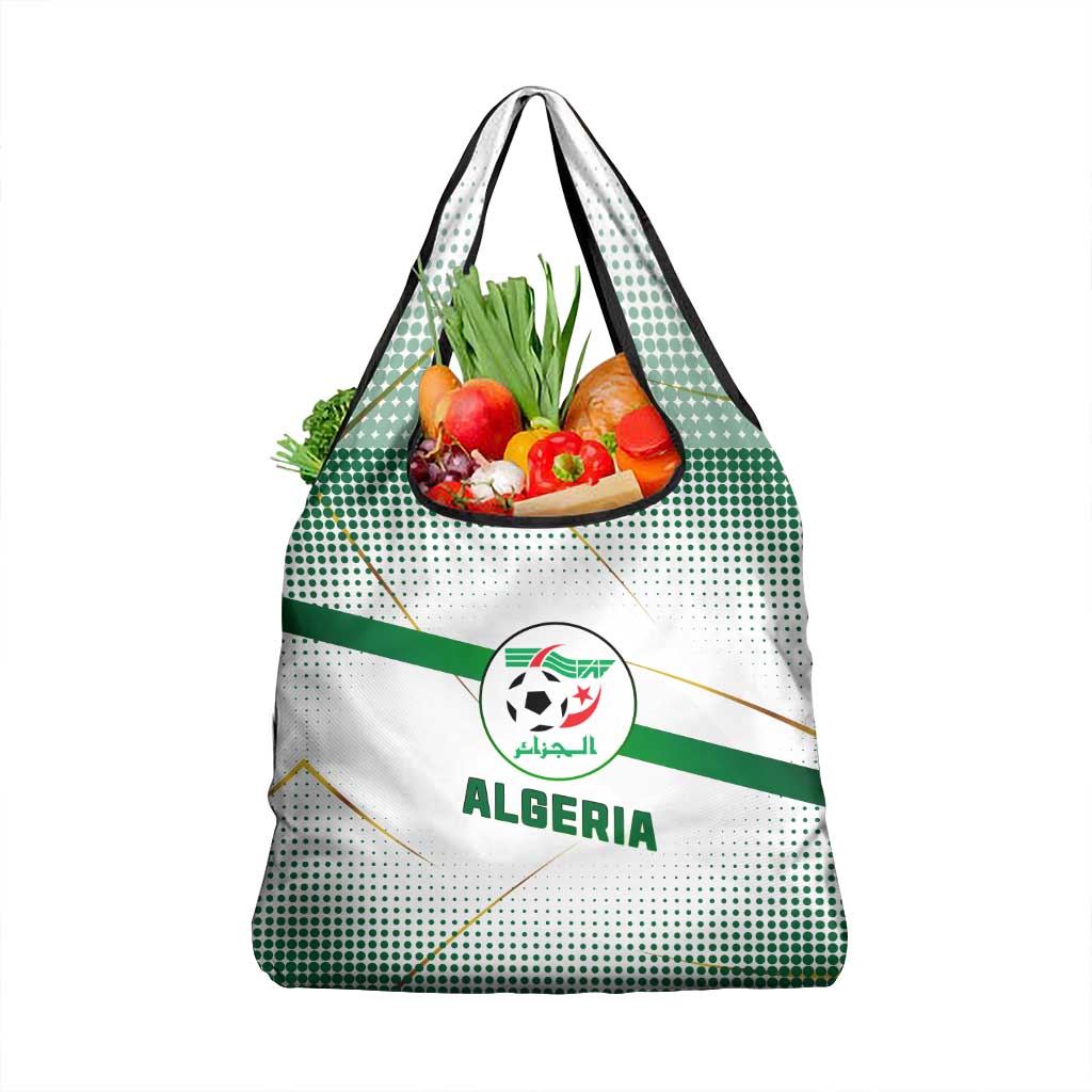 Algeria Soccer Grocery Bag with Desert Warriors Text and National Flag Design
