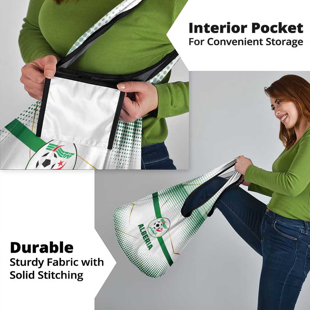 Algeria Soccer Grocery Bag with Desert Warriors Text and National Flag Design