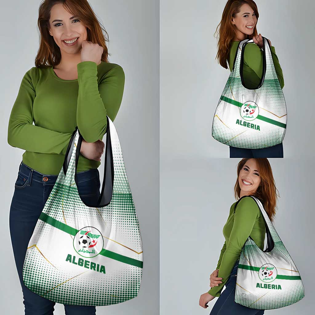 Algeria Soccer Grocery Bag with Desert Warriors Text and National Flag Design