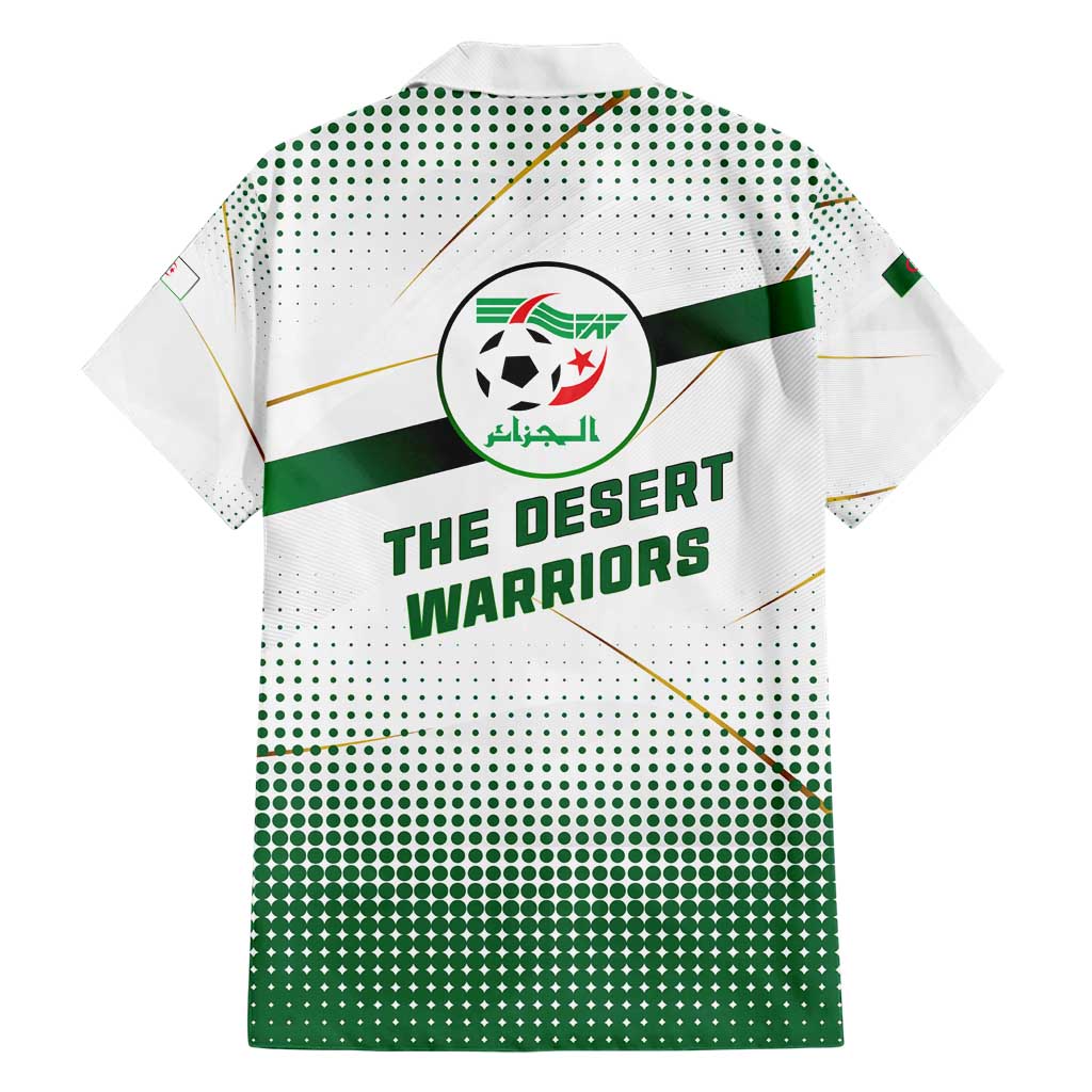 Algeria Soccer Hawaiian Shirt with Desert Warriors Text and National Flag Design