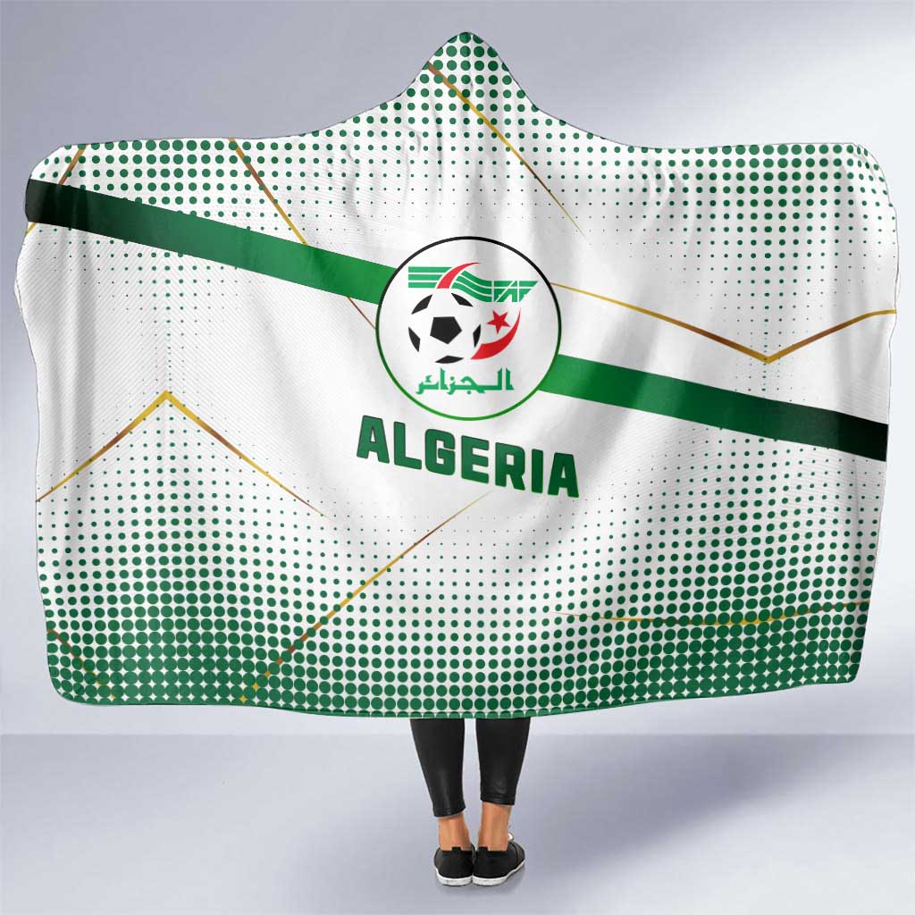 Algeria Soccer Hooded Blanket with Desert Warriors Text and National Flag Design