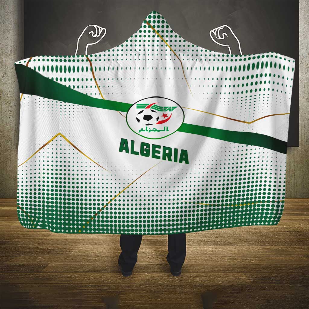 Algeria Soccer Hooded Blanket with Desert Warriors Text and National Flag Design