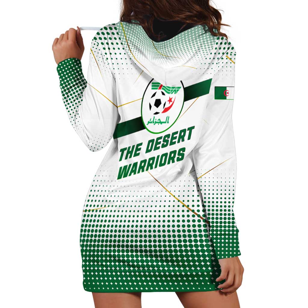 Algeria Soccer Hoodie Dress with Desert Warriors Text and National Flag Design