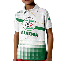 Algeria Soccer Kid Polo Shirt with Desert Warriors Text and National Flag Design