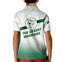 Algeria Soccer Kid Polo Shirt with Desert Warriors Text and National Flag Design