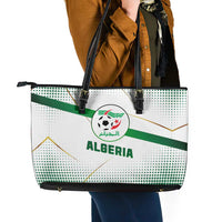 Algeria Soccer Leather Tote Bag with Desert Warriors Text and National Flag Design