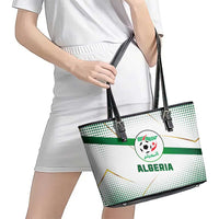 Algeria Soccer Leather Tote Bag with Desert Warriors Text and National Flag Design