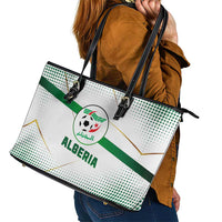 Algeria Soccer Leather Tote Bag with Desert Warriors Text and National Flag Design