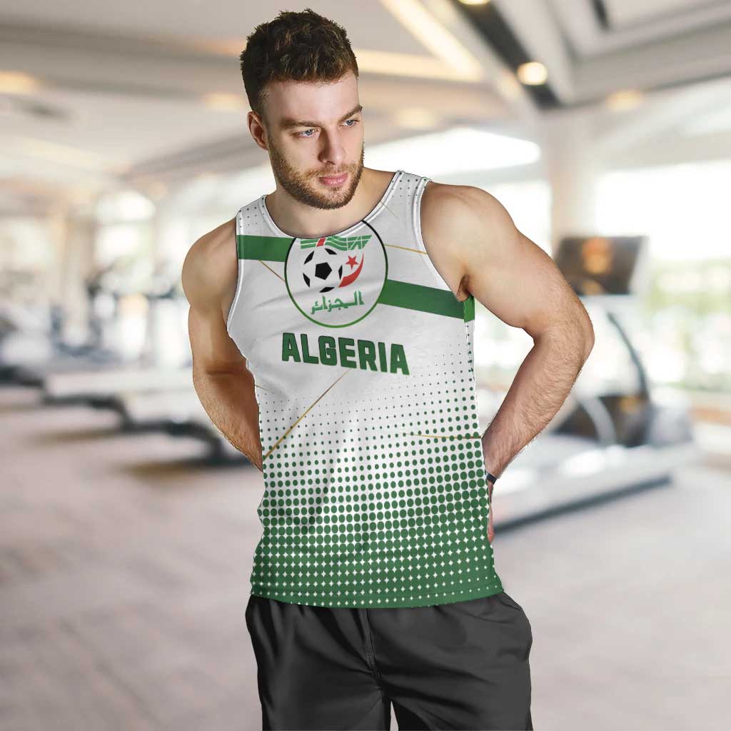 Algeria Soccer Men Tank Top with Desert Warriors Text and National Flag Design