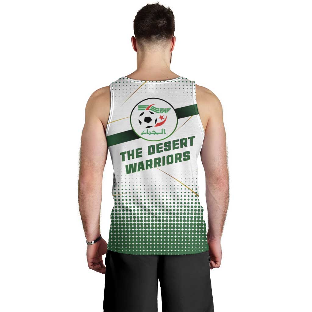 Algeria Soccer Men Tank Top with Desert Warriors Text and National Flag Design