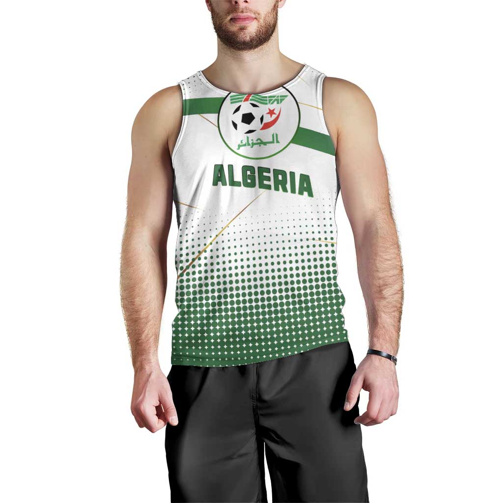 Algeria Soccer Men Tank Top with Desert Warriors Text and National Flag Design