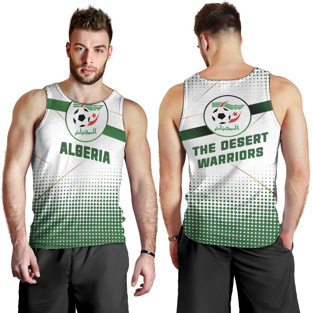 Algeria Soccer Men Tank Top with Desert Warriors Text and National Flag Design