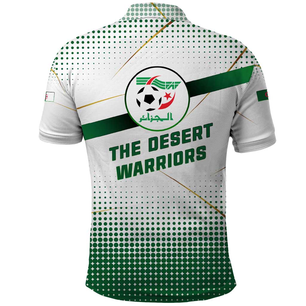 Algeria Soccer Polo Shirt with Desert Warriors Text and National Flag Design