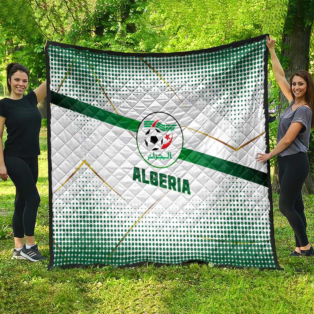 Algeria Soccer Quilt with Desert Warriors Text and National Flag Design