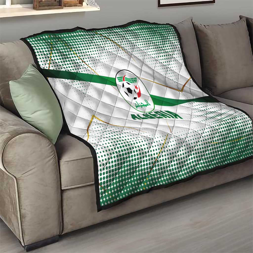 Algeria Soccer Quilt with Desert Warriors Text and National Flag Design